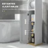 Columna de Baño Armario de Baño con Compartimento Abierto Puerta 2 Estantes Ajustables y Portarrollo 20x20x80 cm... - Ogal.Es