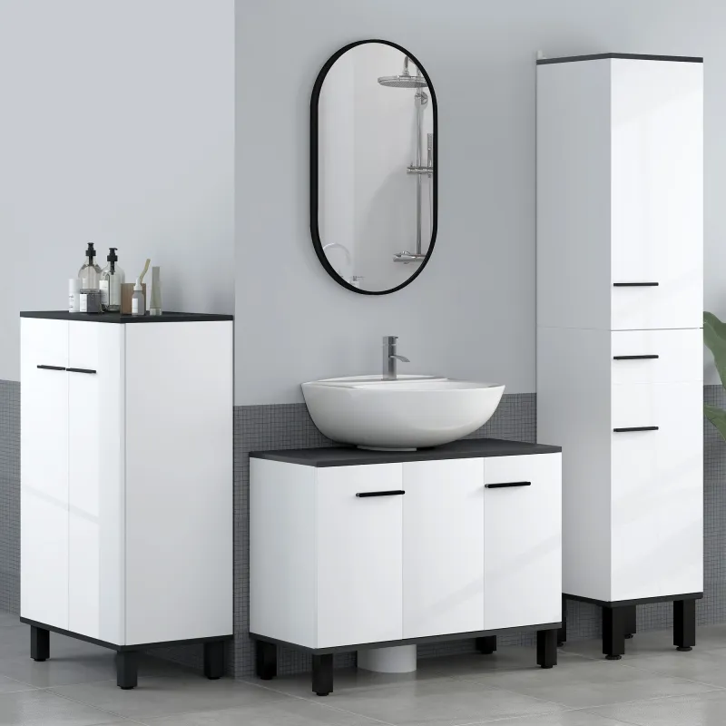 Mueble bajo Lavabo con 2 Puertas y Estantes Ajustables para Lavabo con o sin Pedestal 80x34x60 cm Blanco - Ogal.Es
