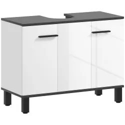 Mueble bajo Lavabo con 2 Puertas y Estantes Ajustables para Lavabo con o sin Pedestal 80x34x60 cm Blanco - Ogal.Es