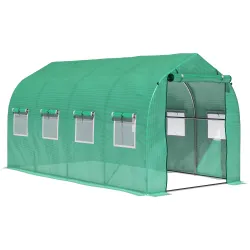 Invernadero de Túnel 4x2x2 m con 8 Ventanas de Malla y Puerta Invernadero de Huerto para Patio Jardín Verde - Ogal.Es