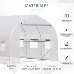 Invernadero de Túnel 4x2x2 m con 8 Ventanas de Malla y Puerta Invernadero de Huerto para Patio Jardín Verde - Ogal.Es