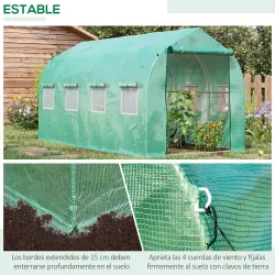 Invernadero de Túnel 4x2x2 m con 8 Ventanas de Malla y Puerta Invernadero de Huerto para Patio Jardín Verde - Ogal.Es