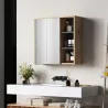 Armario de Baño con Espejo Armario con Espejo para Baño con Estantes Estilo Moderno 60x20x60 cm Madera Natural - Ogal.Es
