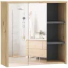 Armario de Baño con Espejo Armario con Espejo para Baño con Estantes Estilo Moderno 60x20x60 cm Madera Natural - Ogal.Es