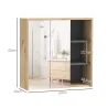 Armario de Baño con Espejo Armario con Espejo para Baño con Estantes Estilo Moderno 60x20x60 cm Madera Natural - Ogal.Es