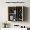 Armario de Baño con Espejo Armario con Espejo para Baño con Estantes Estilo Moderno 60x20x60 cm Madera Natural - Ogal.Es