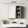 Armario de Baño con Espejo Armario con Espejo para Baño con Estantes Estilo Moderno 60x20x60 cm Madera Natural - Ogal.Es