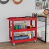 Carro de Taller de Acero con 3 Estantes de Almacenamiento y Asa Lateral Carga 150 kg 83x35,3x76 cm Rojo - Ogal.Es