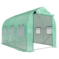 Invernadero de Túnel 3x2x2 m con 6 Ventanas de Malla y Puerta Invernadero de Huerto para Patio Jardín Verde - Ogal.Es