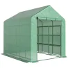 Invernadero de Exterior con Estantes de 4 Niveles Puerta con Cremallera y Marco de Acero 244x180x210 cm Verde - Ogal.Es