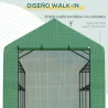 Invernadero de Exterior con Estantes de 4 Niveles Puerta con Cremallera y Marco de Acero 244x180x210 cm Verde - Ogal.Es