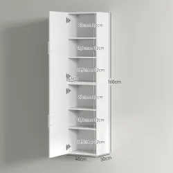 Columna de Baño de Pared con Estantes Ajustables y 2 Puertas Mueble de Baño Moderno 40x30x160 cm Blanco - Ogal.Es