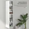 Columna de Baño de Pared con Estantes Ajustables y 2 Puertas Mueble de Baño Moderno 40x30x160 cm Blanco - Ogal.Es