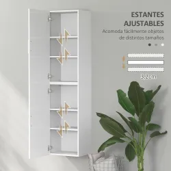 Columna de Baño de Pared con Estantes Ajustables y 2 Puertas Mueble de Baño Moderno 40x30x160 cm Blanco - Ogal.Es