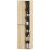 Columna de Baño de Pared Armario de Baño con Compartimentos Abiertos y 2 Puertas 40x24x141,5 cm Natural - Ogal.Es