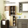 Columna de Baño de Pared Armario de Baño con Compartimentos Abiertos y 2 Puertas 40x24x141,5 cm Natural - Ogal.Es