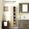 Columna de Baño de Pared Armario de Baño con Compartimentos Abiertos y 2 Puertas 40x24x141,5 cm Natural - Ogal.Es
