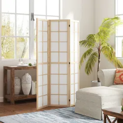 Biombo Plegable de 3 Paneles Separador de Ambientes para Sala de Estar Dormitorio y Oficina 120x170 cm Madera y ... - Ogal.Es