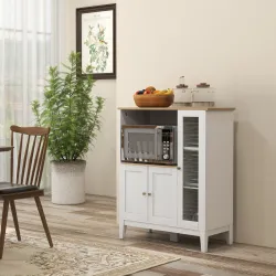 Mueble Auxiliar de Cocina Moderno con Estantes 3 Puertas y Sistema Anti-vuelco 80x35x97 cm Blanco - Ogal.Es