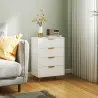 Cómoda de Dormitorio Moderno con 4 Cajones Frentes con Diseño Ondulado Anti-vuelco 60x40x90 cm Blanco - Ogal.Es