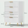 Cómoda de Dormitorio Moderno con 4 Cajones Frentes con Diseño Ondulado Anti-vuelco 60x40x90 cm Blanco - Ogal.Es
