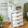 Cómoda de Dormitorio Moderno con 4 Cajones Frentes con Diseño Ondulado Anti-vuelco 60x40x90 cm Blanco - Ogal.Es