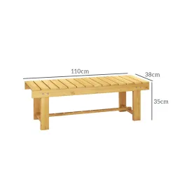 Banco de Jardín de Madera de Abeto de 2 Plazas para Jardín o Terraza Soporta hasta 250 kg 110x38x35 cm Natural - Ogal.Es