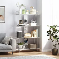 Estantería Librería de 4 Niveles con Panel Perforado y Marco Metálico Estantería Estrecha para Dormitorio Oficin... - Ogal.Es