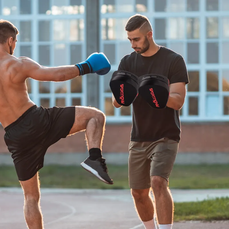 Manopla de Boxeo Paos Muay Thai MMA Curvadas para Entrenamiento Karate Taekwondo Kickboxing Training Negro - Ogal.Es