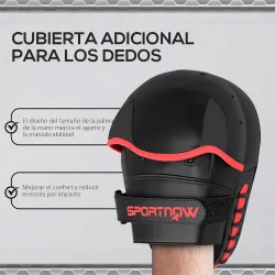 Manopla de Boxeo Paos Muay Thai MMA Curvadas para Entrenamiento Karate Taekwondo Kickboxing Training Negro - Ogal.Es