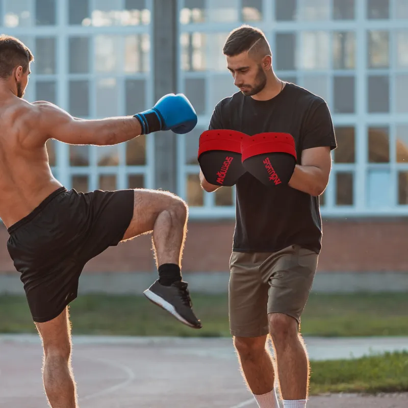 Manopla de Boxeo Paos Muay Thai MMA Curvadas para Entrenamiento Karate Taekwondo Kickboxing Training Rojo - Ogal.Es