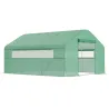 Invernadero de Túnel 4x3x2 m con 2 Ventanas Cubierta de PE Anti-UV y 1 Puerta Enrollable con Cremallera Verde - Ogal.Es