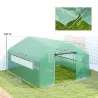 Invernadero de Túnel 4x3x2 m con 2 Ventanas Cubierta de PE Anti-UV y 1 Puerta Enrollable con Cremallera Verde - Ogal.Es