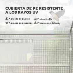 Invernadero de Túnel 4x3x2 m con 2 Ventanas Cubierta de PE Anti-UV y 1 Puerta Enrollable con Cremallera Blanco - Ogal.Es