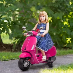 Moto Eléctrica para Niños de +3 Años con Licencia Vespa con USB MP3 Luz LED Radio FM Velocidad 3 km/h Carga 35kg... - Ogal.Es