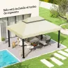 Toldo de Recambio 4x3 m con Techo Doble con Orificios de Drenaje y Protección UPF30+ Crema Solo Toldo NO Incluye... - Ogal.Es