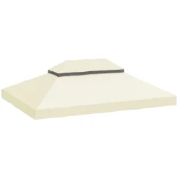Toldo de Recambio 4x3 m con Techo Doble con Orificios de Drenaje y Protección UPF30+ Crema Solo Toldo NO Incluye... - Ogal.Es
