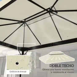 Toldo de Recambio 4x3 m con Techo Doble con Orificios de Drenaje y Protección UPF30+ Crema Solo Toldo NO Incluye... - Ogal.Es