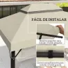 Toldo de Recambio 4x3 m con Techo Doble con Orificios de Drenaje y Protección UPF30+ Crema Solo Toldo NO Incluye... - Ogal.Es
