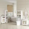Mueble sobre Inodoro con 2 Puertas con Frontal de Ratán Compartimento y Estante Ajustable 60x19,5x160 cm Blanco - Ogal.Es