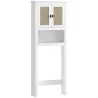 Mueble sobre Inodoro con 2 Puertas con Frontal de Ratán Compartimento y Estante Ajustable 60x19,5x160 cm Blanco - Ogal.Es