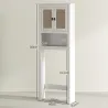 Mueble sobre Inodoro con 2 Puertas con Frontal de Ratán Compartimento y Estante Ajustable 60x19,5x160 cm Blanco - Ogal.Es