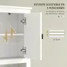 Mueble sobre Inodoro con 2 Puertas con Frontal de Ratán Compartimento y Estante Ajustable 60x19,5x160 cm Blanco - Ogal.Es