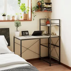 Escritorio de Estilo Industrial con Estantería Reversible Mesa de Estudio para Oficina Dormitorio 110x53x115,5 c... - Ogal.Es