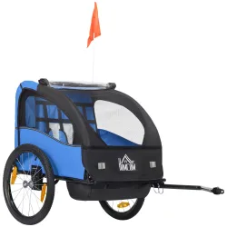 Remolque de Bicicleta para Niños +18 Meses con Cinturón de Seguridad Sistema de Amortiguador Azul - Ogal.Es