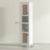 Columna de Baño con Estantes Ajustables 2 Puertas con Frontal de Ratán y 2 Compartimentos 40x30x167,5 cm Blanco - Ogal.Es