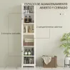 Columna de Baño con Estantes Ajustables 2 Puertas con Frontal de Ratán y 2 Compartimentos 40x30x167,5 cm Blanco - Ogal.Es