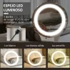 Tocador con Espejo y Luces LED Ajustables con 5 Cajones 4 Compartimentos y 1 Estante 100x44x137 cm Blanco y Natural - Ogal.Es