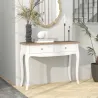 Mesa de Consola con 2 Cajones Estilo Francés para Pasillo Dormitorio Salón 100x35x76,5 cm Blanco y Marrón Oscuro - Ogal.Es