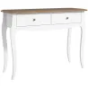 Mesa de Consola con 2 Cajones Estilo Francés para Pasillo Dormitorio Salón 100x35x76,5 cm Blanco y Marrón Oscuro - Ogal.Es